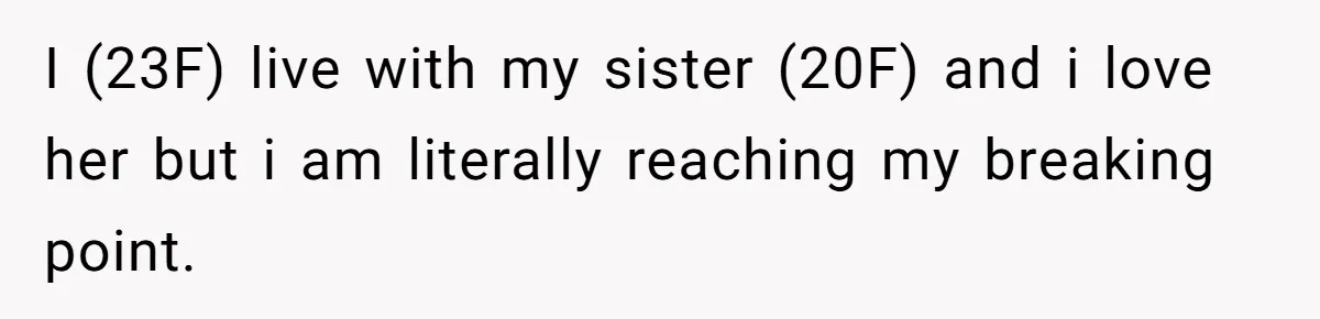 I (23F) live with my sister (20F) and i love her but i am literally reaching my breaking point.