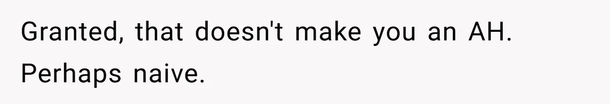 Granted, that doesn't make you an AH. Perhaps naive.