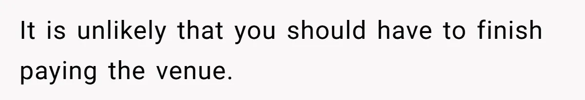 It is unlikely that you should have to finish paying the venue.
