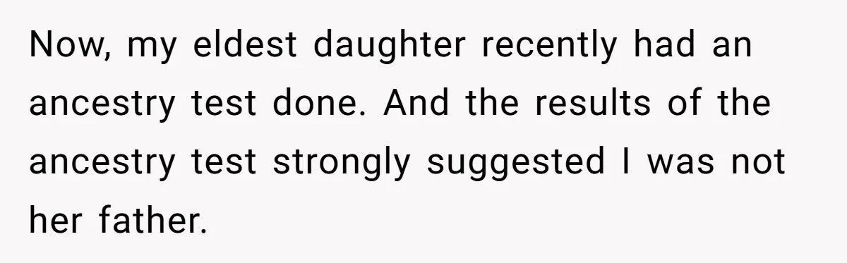 Now, my eldest daughter recently had an ancestry test done. And the results of the ancestry test strongly suggested I was not her father.