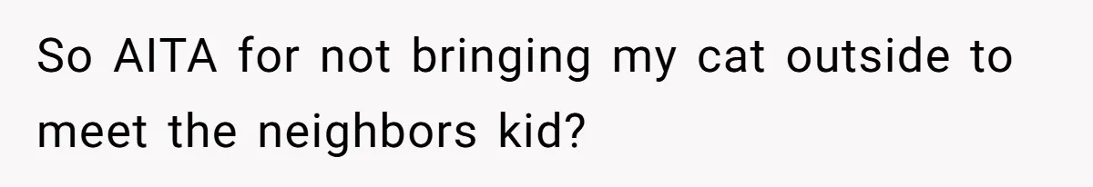 So AITA for not bringing my cat outside to meet the neighbors kid?