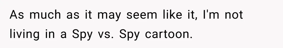 As much as it may seem like it, I'm not living in a Spy vs. Spy cartoon.
