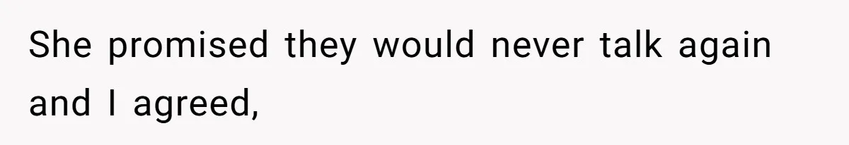 She promised they would never talk again and I agreed,