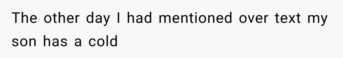 The other day I had mentioned over text my son has a cold