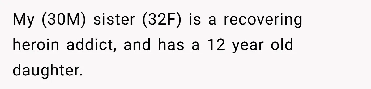 My (30M) sister (32F) is a recovering heroin addict, and has a 12 year old daughter.