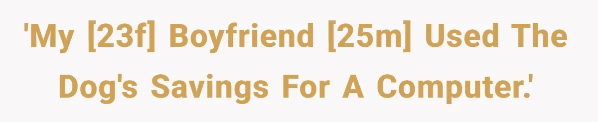 'My [23F] boyfriend [25M] used the dog's savings for a computer.'