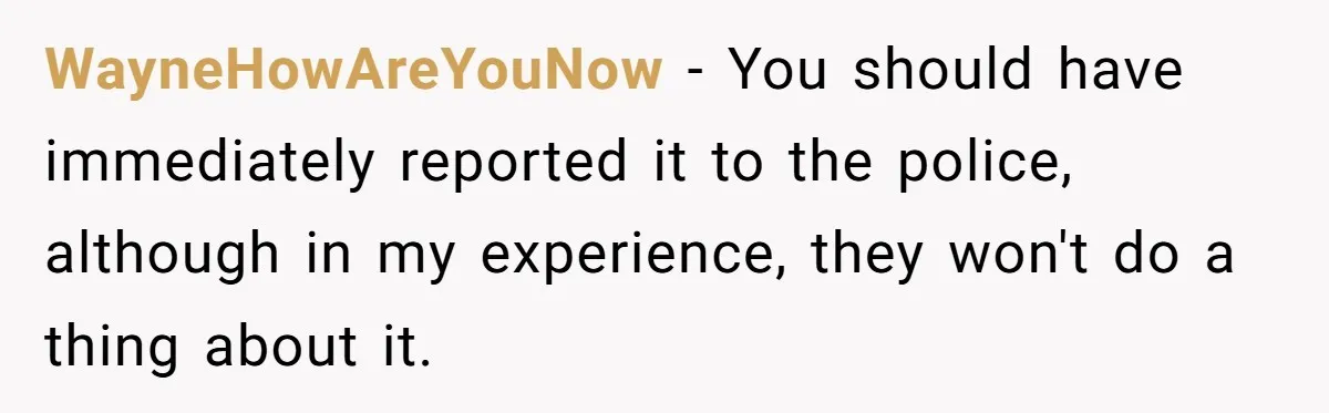 WayneHowAreYouNow − You should have immediately reported it to the police, although in my experience, they won't do a thing about it.
