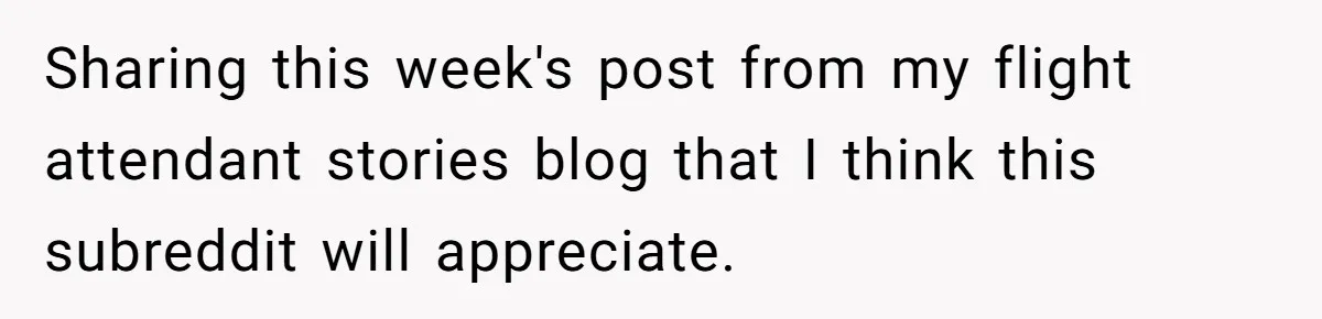 Sharing this week's post from my flight attendant stories blog that I think this subreddit will appreciate.
