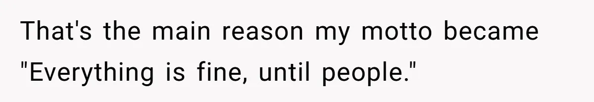 That's the main reason my motto became "Everything is fine, until people."