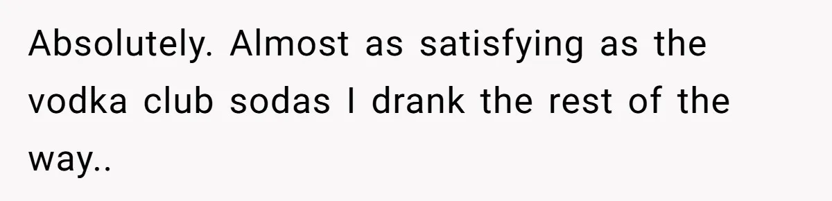 Absolutely. Almost as satisfying as the vodka club sodas I drank the rest of the way..