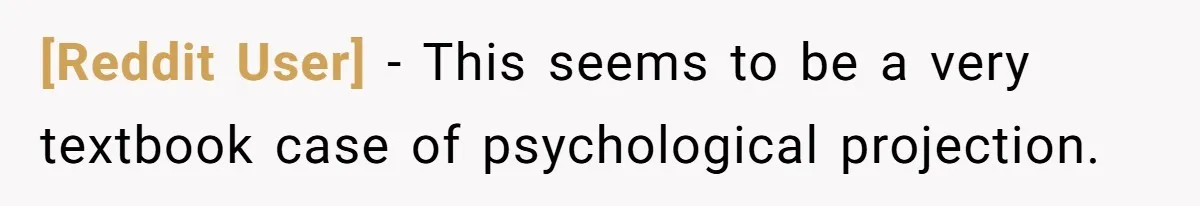 [Reddit User] − This seems to be a very textbook case of psychological projection.