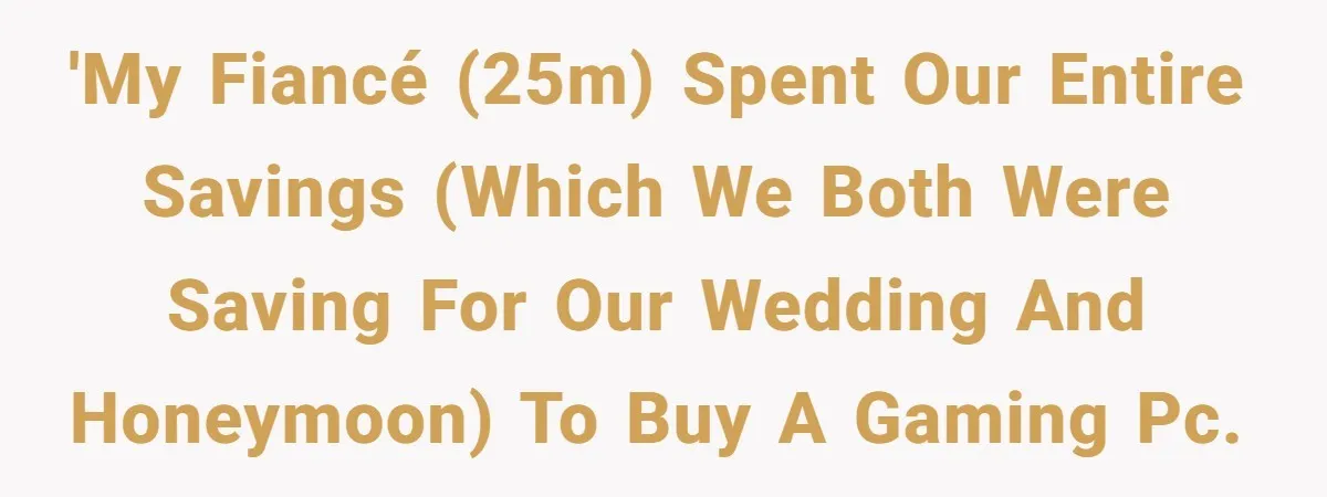 'My fiancé (25M) spent our entire savings (which we both were saving for our wedding and honeymoon) to buy a gaming pc.