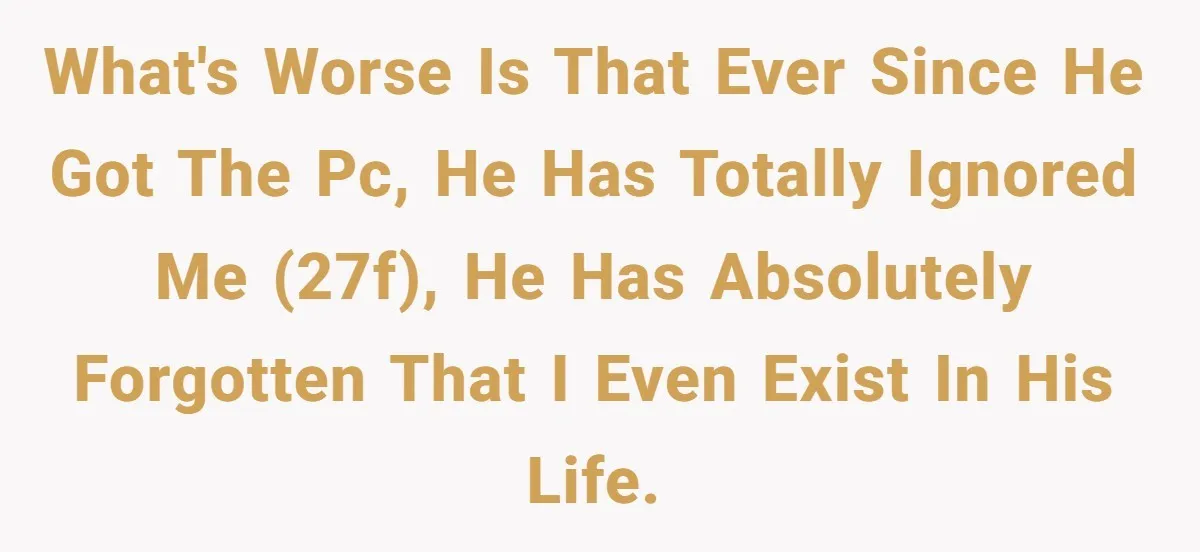 What's worse is that ever since he got the pc, he has totally ignored me (27F), he has absolutely forgotten that I even exist in his life.