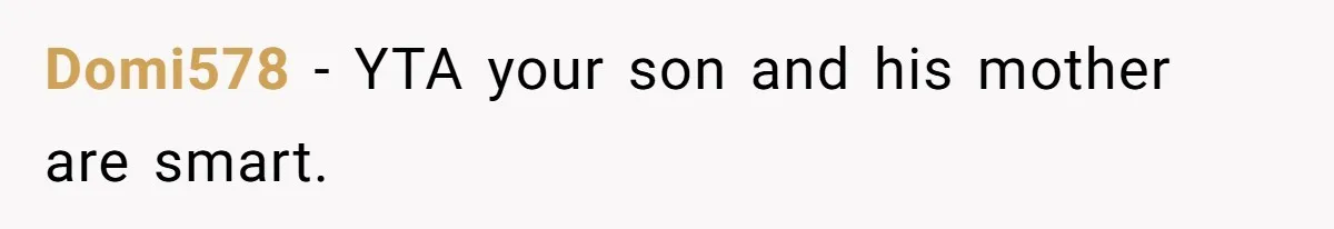 Domi578 − YTA your son and his mother are smart.