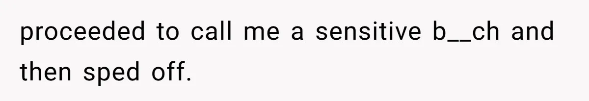 proceeded to call me a sensitive b__ch and then sped off.