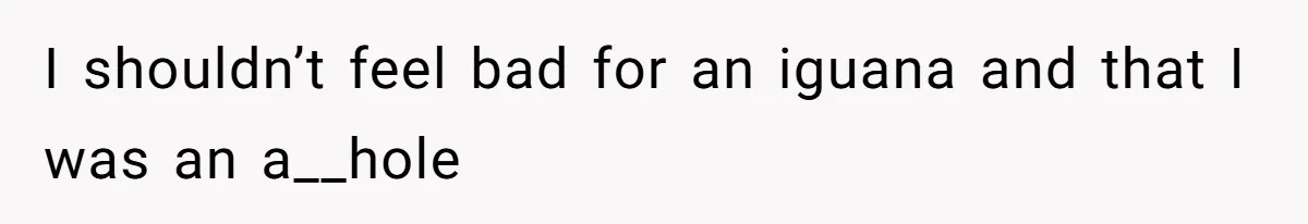 I shouldn’t feel bad for an iguana and that I was an a__hole