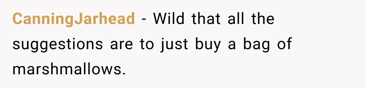 CanningJarhead − Wild that all the suggestions are to just buy a bag of marshmallows.