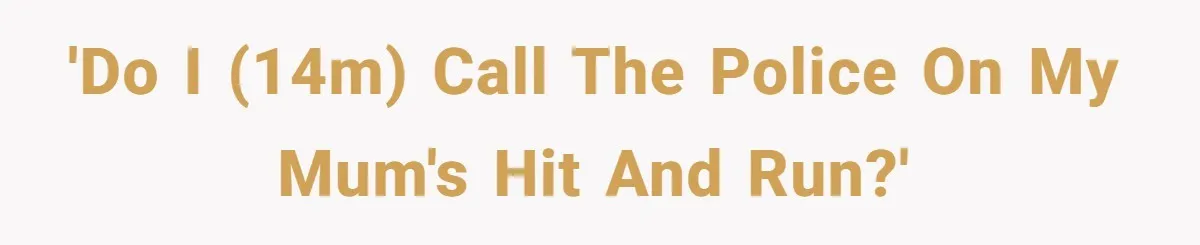 'Do I (14m) call the police on my mum's hit and run?'