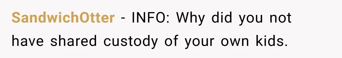 SandwichOtter − INFO: Why did you not have shared custody of your own kids.