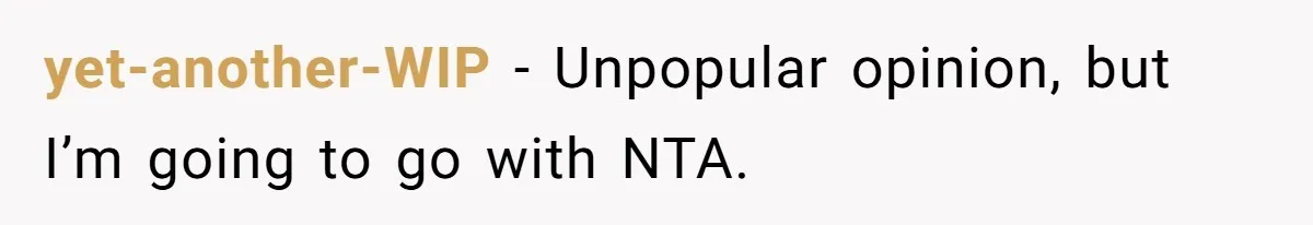 yet-another-WIP − Unpopular opinion, but I’m going to go with NTA.