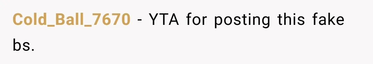 Cold_Ball_7670 − YTA for posting this fake bs.