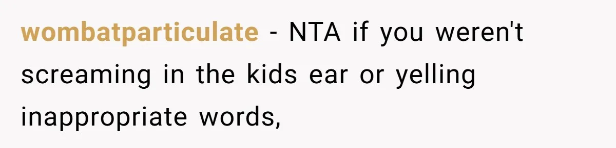 wombatparticulate − NTA if you weren't screaming in the kids ear or yelling inappropriate words,