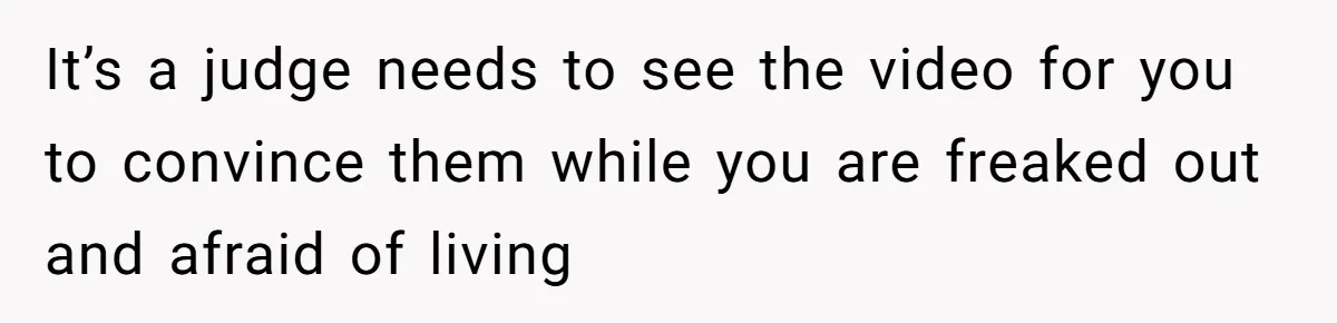 It’s a judge needs to see the video for you to convince them while you are freaked out and afraid of living
