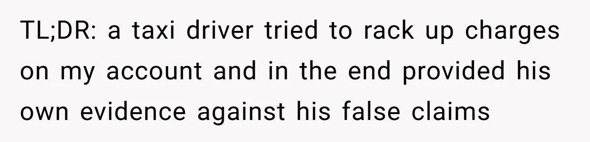 TL;DR: a taxi driver tried to rack up charges on my account and in the end provided his own evidence against his false claims