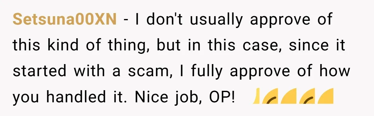 Setsuna00XN − I don't usually approve of this kind of thing, but in this case, since it started with a scam, I fully approve of how you handled it. Nice...