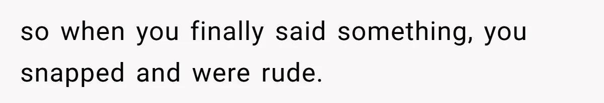 so when you finally said something, you snapped and were rude.