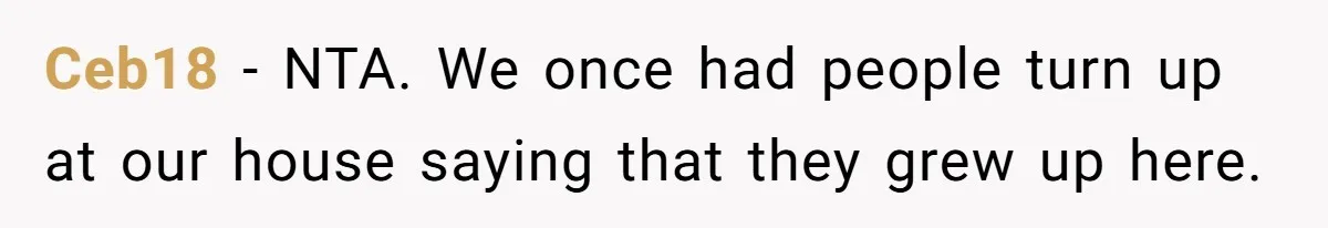 Ceb18 − NTA. We once had people turn up at our house saying that they grew up here.