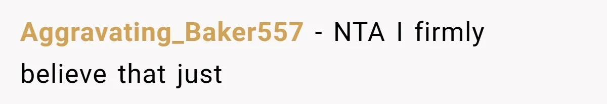 Aggravating_Baker557 − NTA I firmly believe that just