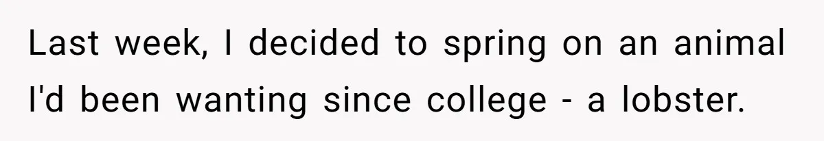 Last week, I decided to spring on an animal I'd been wanting since college - a lobster.