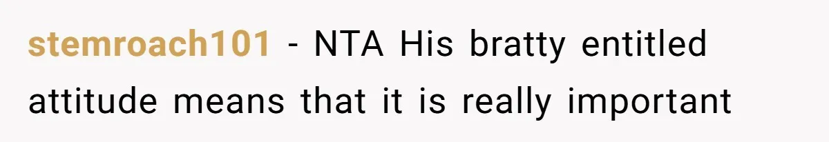 stemroach101 − NTA His bratty entitled attitude means that it is really important