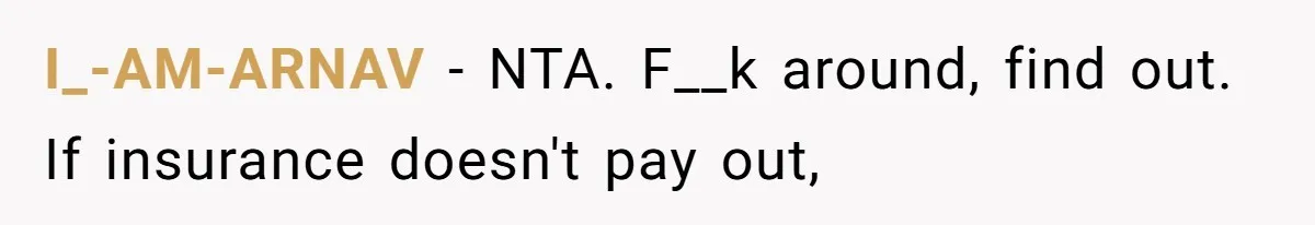 I_-AM-ARNAV − NTA. F__k around, find out. If insurance doesn't pay out,