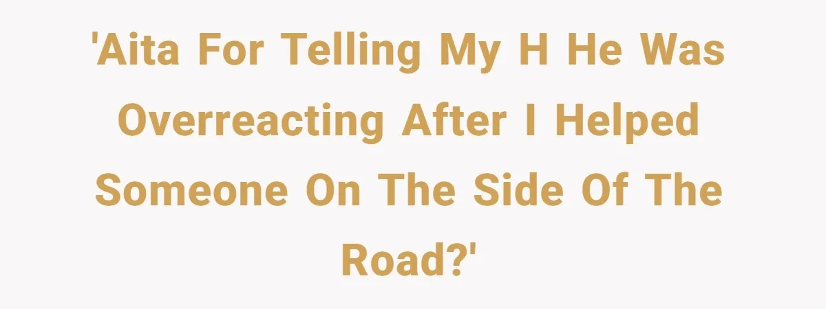 'AITA for telling my H he was overreacting after I helped someone on the side of the road?'