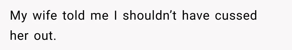 My wife told me I shouldn’t have cussed her out.