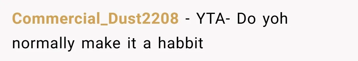 Commercial_Dust2208 − YTA- Do yoh normally make it a habbit