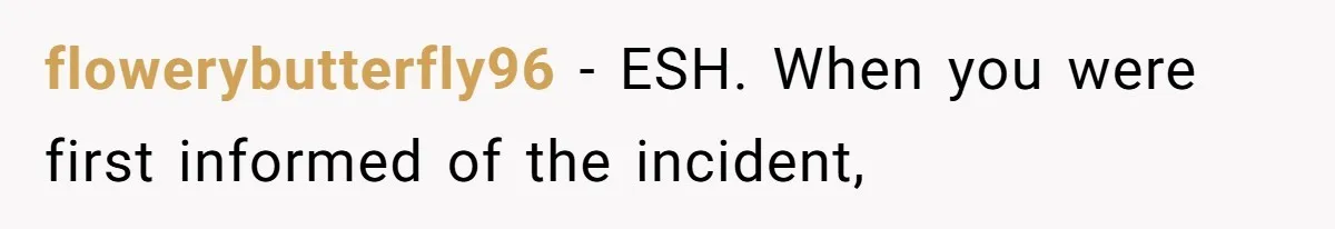 flowerybutterfly96 − ESH. When you were first informed of the incident,