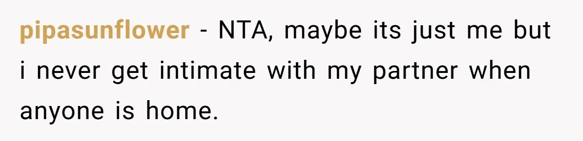 pipasunflower − NTA, maybe its just me but i never get intimate with my partner when anyone is home.