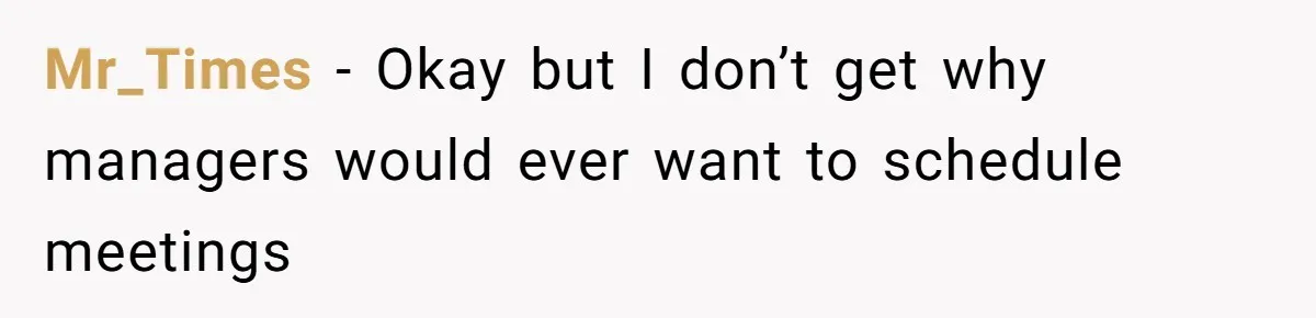 Mr_Times − Okay but I don’t get why managers would ever want to schedule meetings