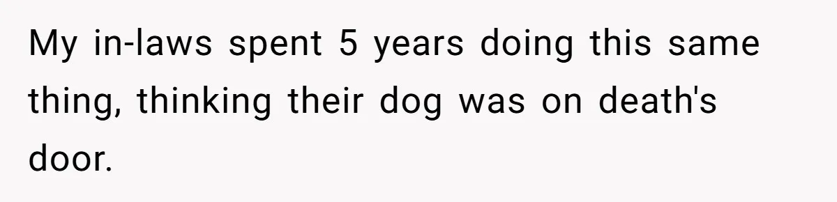 My in-laws spent 5 years doing this same thing, thinking their dog was on death's door.