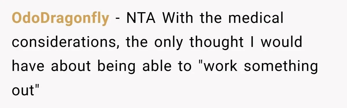 OdoDragonfly − NTA With the medical considerations, the only thought I would have about being able to "work something out"