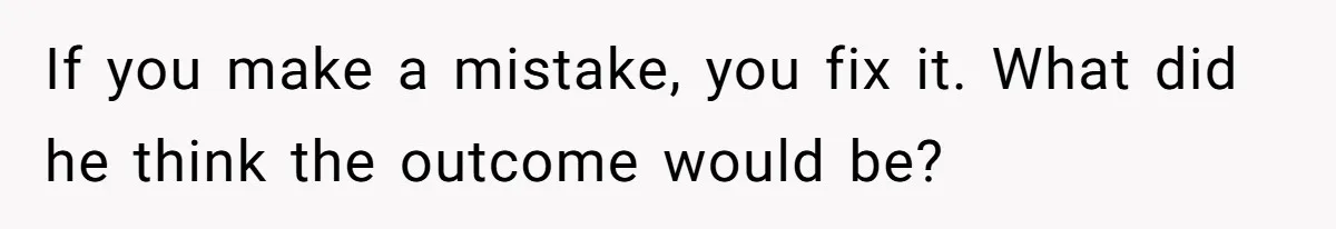 If you make a mistake, you fix it. What did he think the outcome would be?