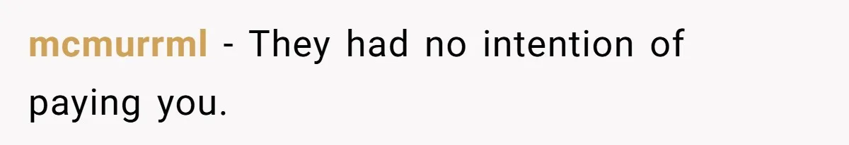 mcmurrml − They had no intention of paying you.