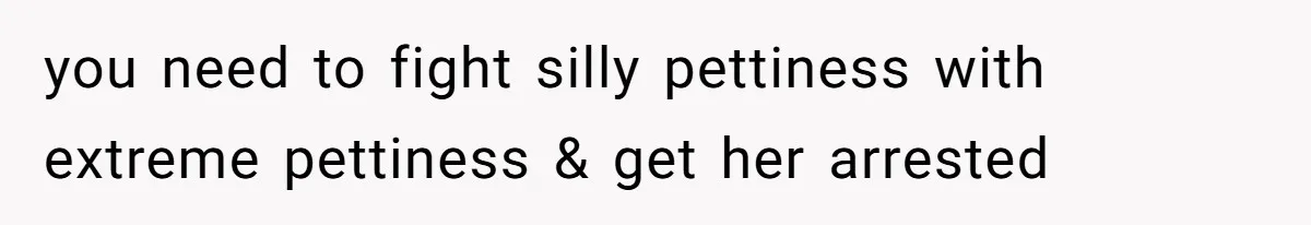 you need to fight silly pettiness with extreme pettiness & get her arrested