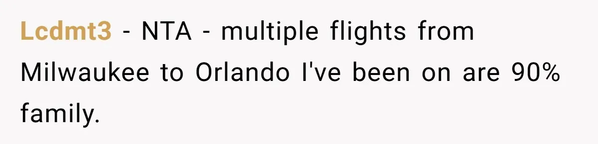 Lcdmt3 − NTA - multiple flights from Milwaukee to Orlando I've been on are 90% family.