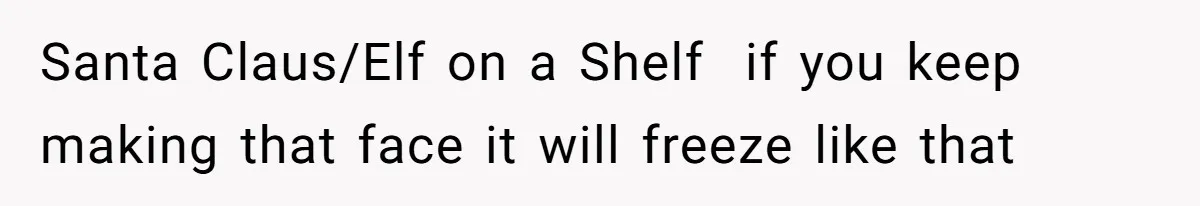 Santa Claus/Elf on a Shelf  if you keep making that face it will freeze like that