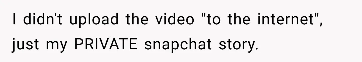 I didn't upload the video "to the internet", just my PRIVATE snapchat story.