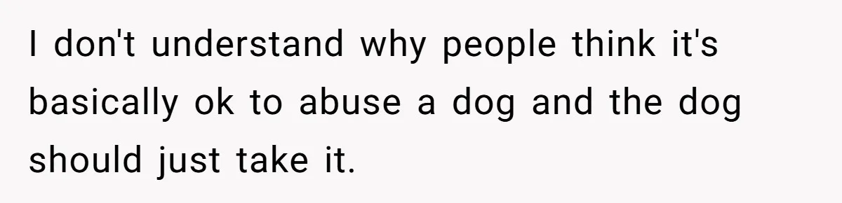 I don't understand why people think it's basically ok to abuse a dog and the dog should just take it.